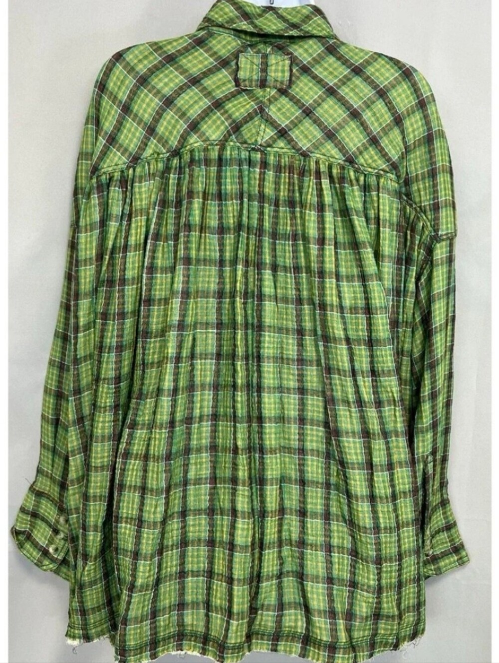 Free People NWOT Cardiff Plaid Top in Green Combo sz SML - Picture 4 of 10